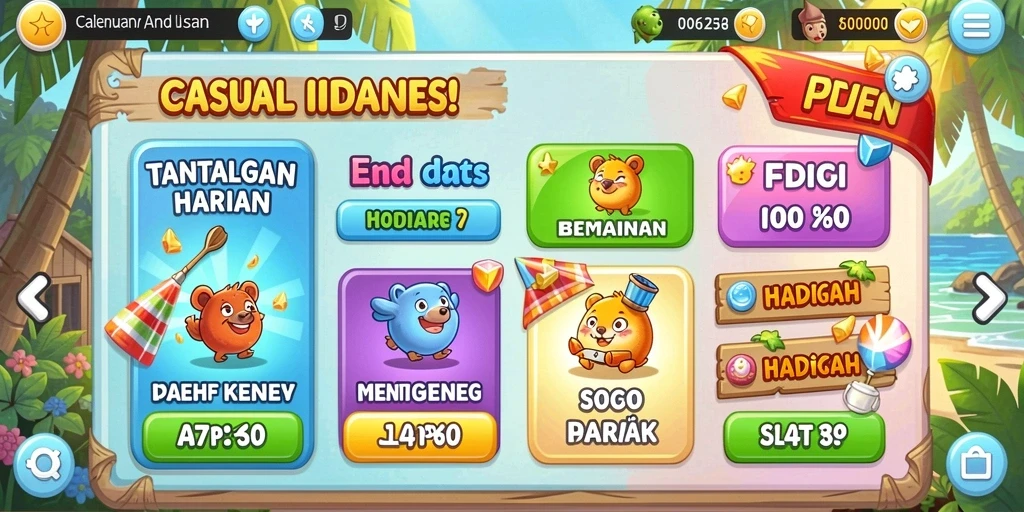 Menampilkan tampilan awal yang menarik dari game INDAAA.